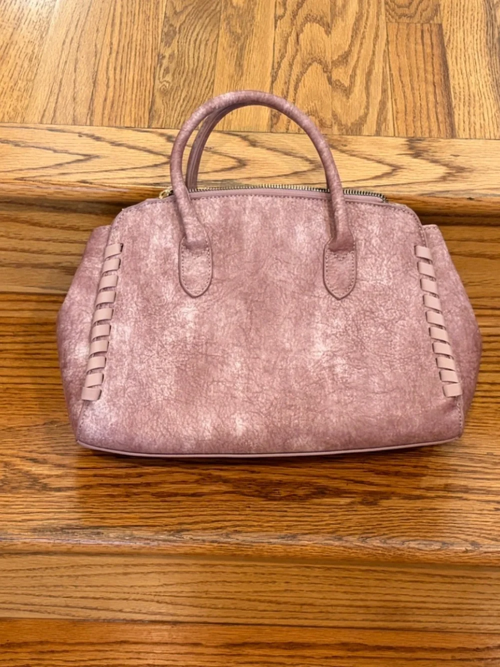 Julia Buxton Ludlow Whipstitch Satchel Bag Mauve
